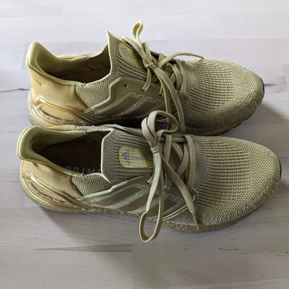 Adidas UltraBoost 20 Gold Running Shoes - Men's size 9.5 - Picture 4 of 9